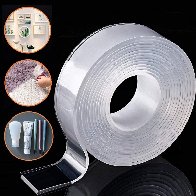 Nano Double-Sided Grip Tape Transparent, Washable & Reusable Nano Double-Sided Grip Tape Transparent, Washable & Reusable